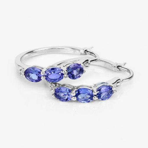 1.99 Carat Genuine Tanzanite and White Diamond .925 Sterling Silver Earrings by Bids.com
