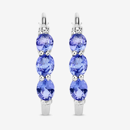 1.99 Carat Genuine Tanzanite and White Diamond .925 Sterling Silver Earrings by Bids.com
