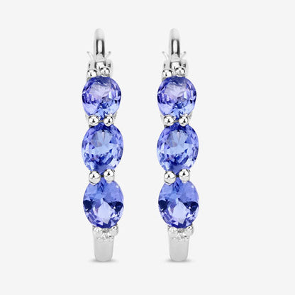 1.99 Carat Genuine Tanzanite and White Diamond .925 Sterling Silver Earrings by Bids.com