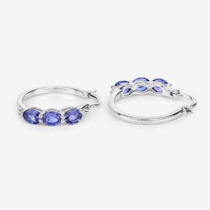 1.99 Carat Genuine Tanzanite and White Diamond .925 Sterling Silver Earrings by Bids.com