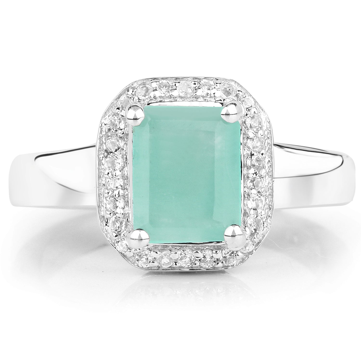 1.73 Carat Genuine Emerald &amp; White Topaz .925 Sterling Silver Ring by Bids.com