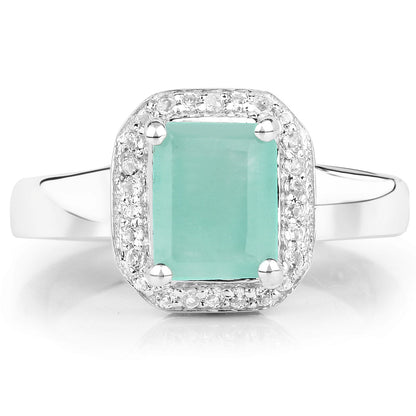 1.73 Carat Genuine Emerald &amp; White Topaz .925 Sterling Silver Ring by Bids.com