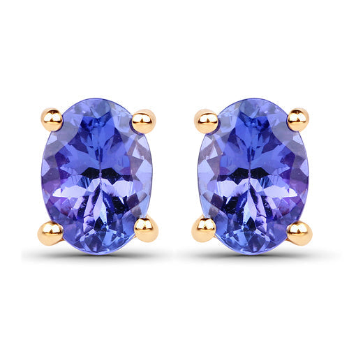 1.24 Carat Genuine Tanzanite 14K Yellow Gold Earrings  DestGlow