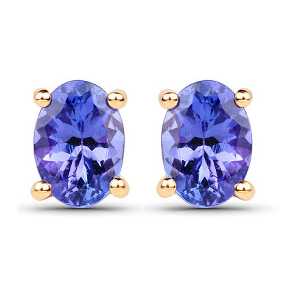 1.24 Carat Genuine Tanzanite 14K Yellow Gold Earrings  DestGlow