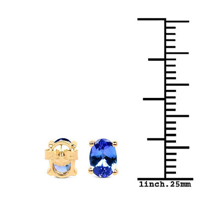 1.24 Carat Genuine Tanzanite 14K Yellow Gold Earrings  DestGlow