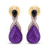 18K Rose Gold Flash Plated .925 Sterling Silver Purple Enamel 1/5 Cttw Round Pave-Set Diamond and 5.5 x 4mm Pear-Shaped Black Onyx Drop Earrings (F-G Color, VS1-VS2 Clarity) by Bids.com