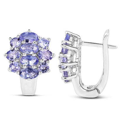 3.48 Carat Genuine Tanzanite .925 Sterling Silver Earrings by Bids.com