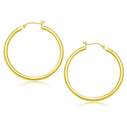 10k Yellow Gold Polished Hoop Earrings (40 mm)  DestGlow
