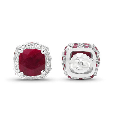 6.12 Carat Dyed Ruby, Ruby and White Topaz .925 Sterling Silver Earrings by Bids.com
