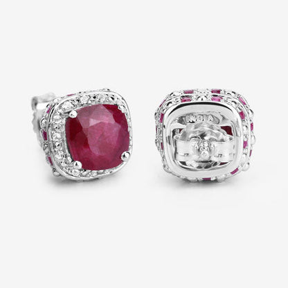6.12 Carat Dyed Ruby, Ruby and White Topaz .925 Sterling Silver Earrings by Bids.com