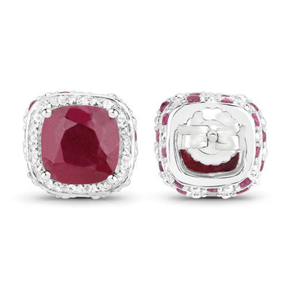6.12 Carat Dyed Ruby, Ruby and White Topaz .925 Sterling Silver Earrings by Bids.com