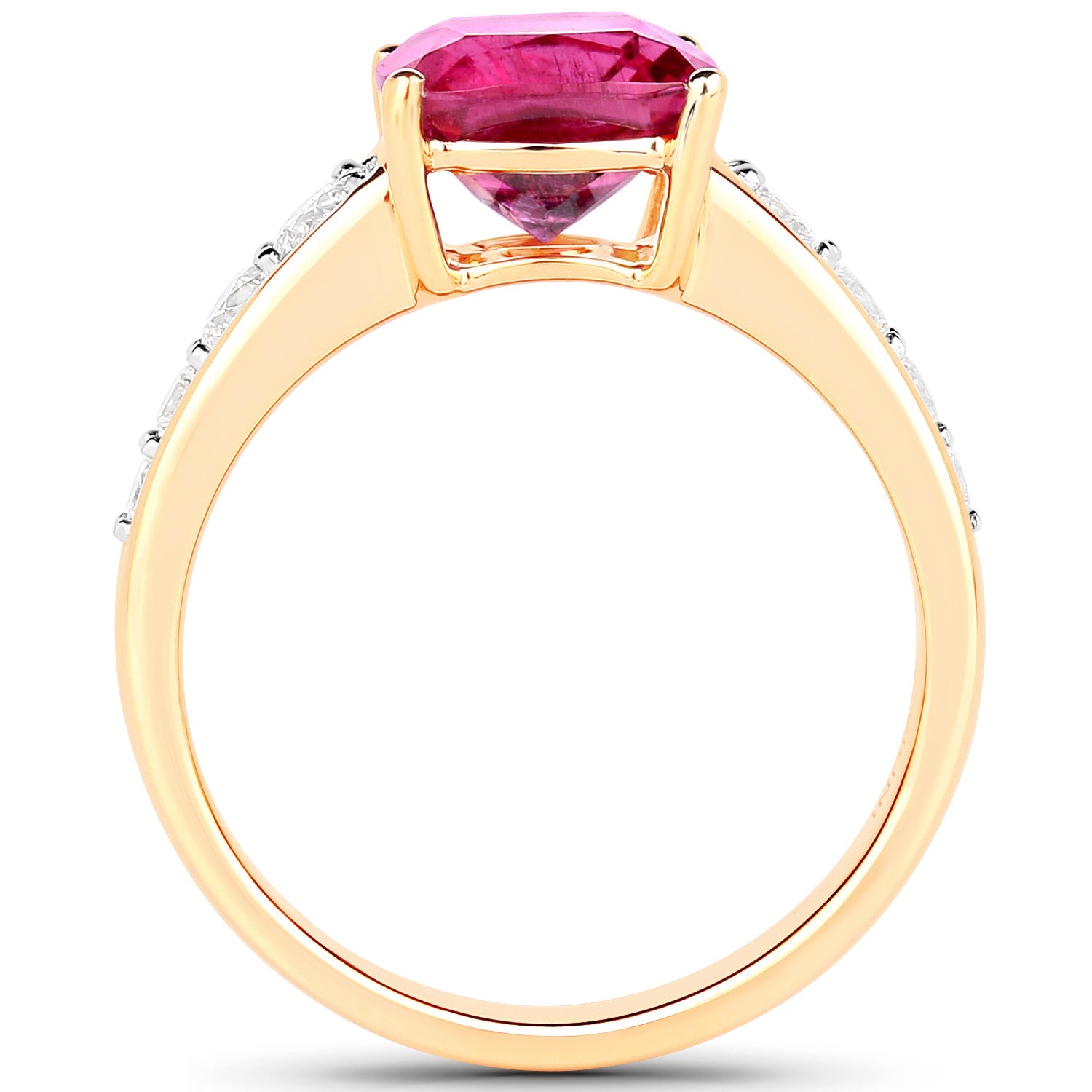 2.70 Carat Genuine Rubellite and White Diamond 14K Yellow Gold Ring by Bids.com