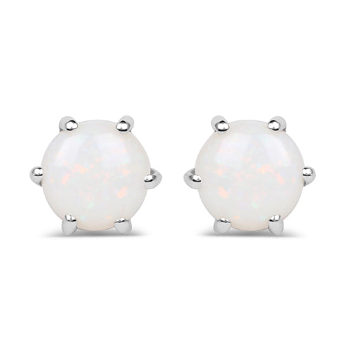 0.74 Carat Genuine Opal .925 Sterling Silver Earrings  DestGlow