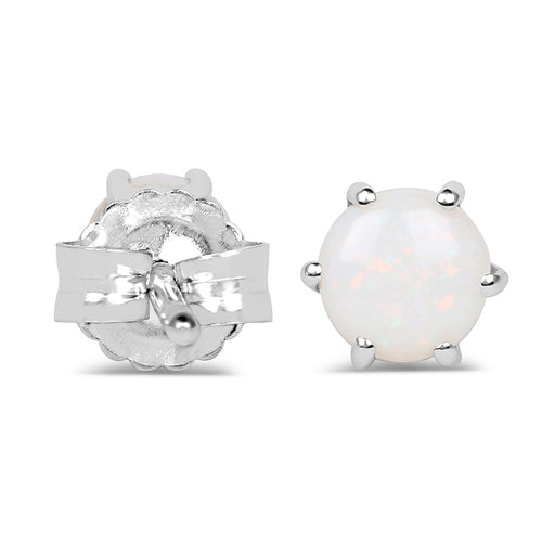 0.74 Carat Genuine Opal .925 Sterling Silver Earrings  DestGlow