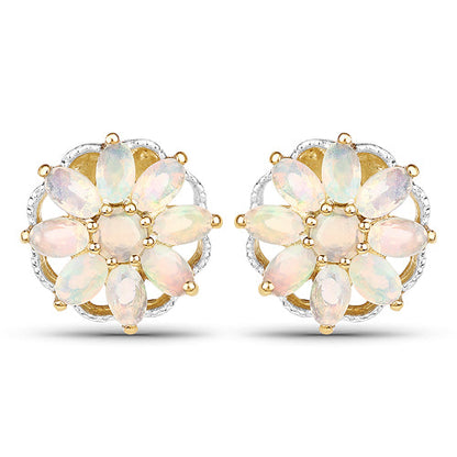14K Yellow Gold Plated 2.70 Carat Genuine Ethiopian Opal .925 Sterling Silver Earrings by Bids.com