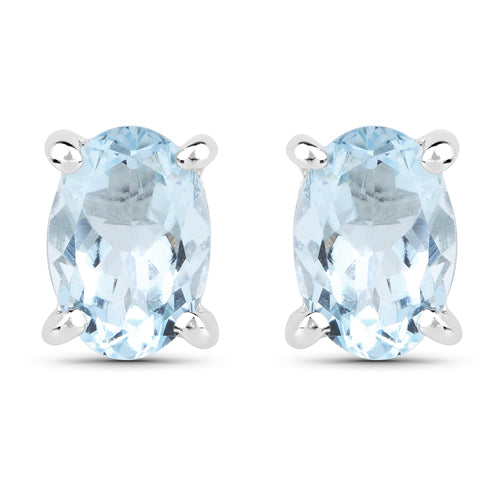 1.20 Carat Genuine Aquamarine .925 Sterling Silver Earrings  DestGlow