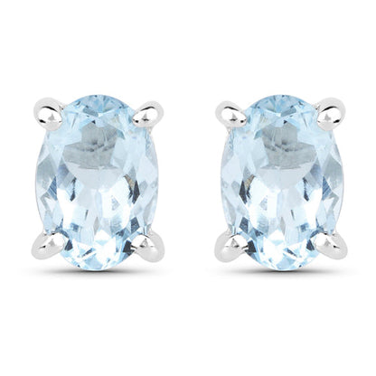 1.20 Carat Genuine Aquamarine .925 Sterling Silver Earrings  DestGlow