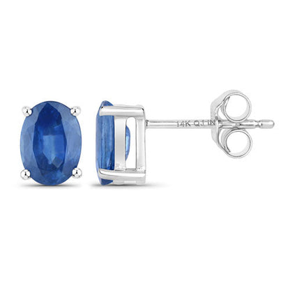 1.90 Carat Genuine Blue Sapphire 14K White Gold Earrings  DestGlow