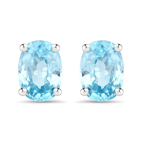 2.40 Carat Genuine Blue Zircon .925 Sterling Silver Earrings  DestGlow