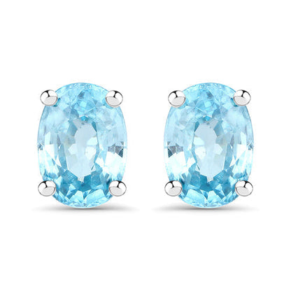 2.40 Carat Genuine Blue Zircon .925 Sterling Silver Earrings  DestGlow