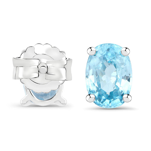 2.40 Carat Genuine Blue Zircon .925 Sterling Silver Earrings  DestGlow