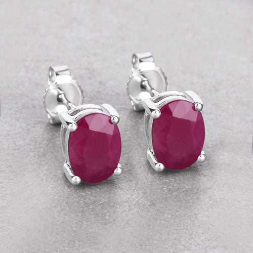 1.70 Carat Genuine Ruby 10K White Gold Earrings by Bids.com