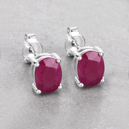 1.70 Carat Genuine Ruby 10K White Gold Earrings by Bids.com