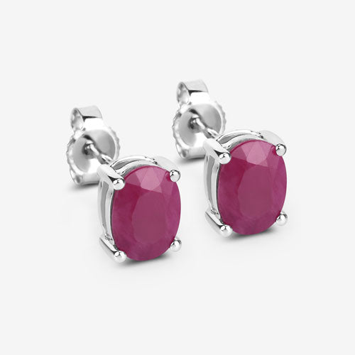 1.70 Carat Genuine Ruby 10K White Gold Earrings by Bids.com