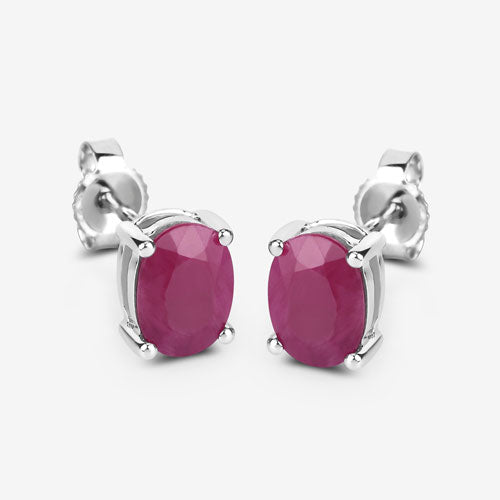 1.70 Carat Genuine Ruby 10K White Gold Earrings by Bids.com