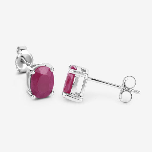 1.70 Carat Genuine Ruby 10K White Gold Earrings by Bids.com