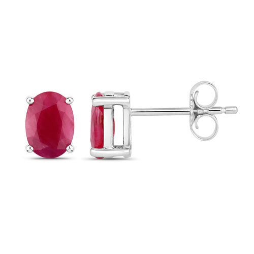 1.70 Carat Genuine Ruby 10K White Gold Earrings by Bids.com