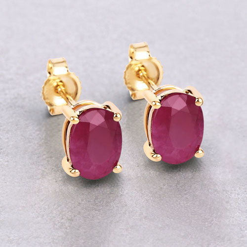 1.70 Carat Genuine Ruby 10K Yellow Gold Earrings by Bids.com