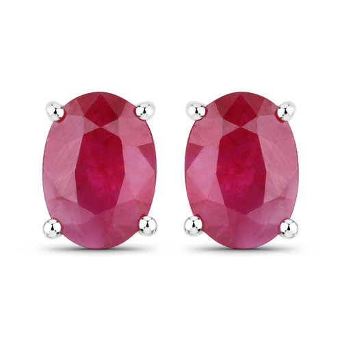 1.70 Carat Genuine Ruby 14K White Gold Earrings  DestGlow