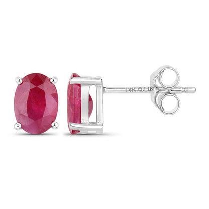 1.70 Carat Genuine Ruby 14K White Gold Earrings  DestGlow
