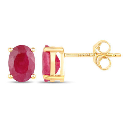 1.70 Carat Genuine Ruby 14K Yellow Gold Earrings  DestGlow