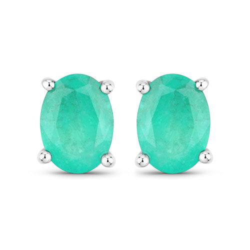 1.44 Carat Genuine Zambian Emerald 10K White Gold Earrings by Bids.com