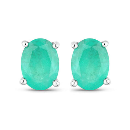 1.44 Carat Genuine Zambian Emerald 10K White Gold Earrings by Bids.com