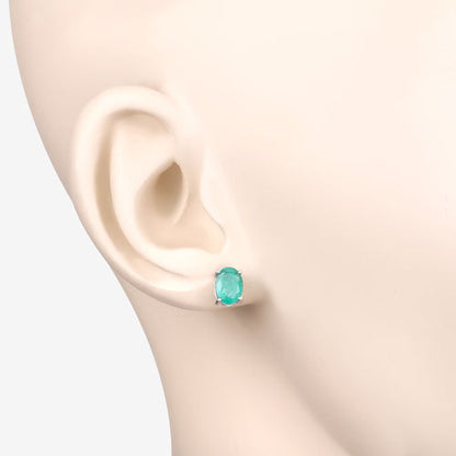 1.44 Carat Genuine Zambian Emerald 10K White Gold Earrings by Bids.com