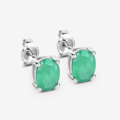 1.44 Carat Genuine Zambian Emerald 10K White Gold Earrings by Bids.com