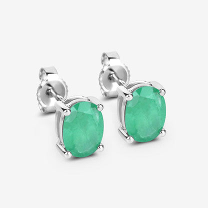 1.44 Carat Genuine Zambian Emerald 10K White Gold Earrings by Bids.com