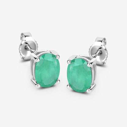 1.44 Carat Genuine Zambian Emerald 10K White Gold Earrings by Bids.com