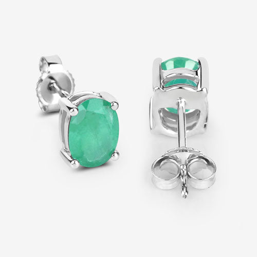 1.44 Carat Genuine Zambian Emerald 10K White Gold Earrings by Bids.com