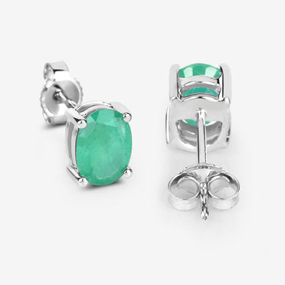 1.44 Carat Genuine Zambian Emerald 10K White Gold Earrings by Bids.com