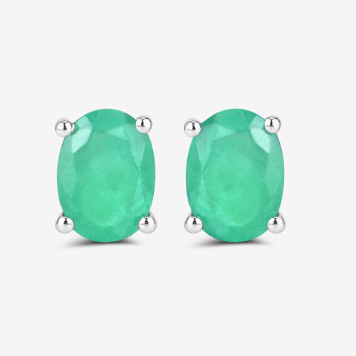 1.44 Carat Genuine Zambian Emerald 10K White Gold Earrings by Bids.com