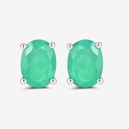1.44 Carat Genuine Zambian Emerald 10K White Gold Earrings by Bids.com
