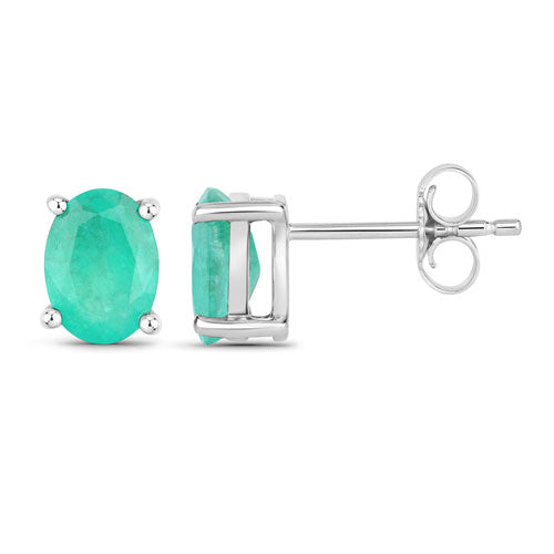 1.44 Carat Genuine Zambian Emerald 10K White Gold Earrings by Bids.com