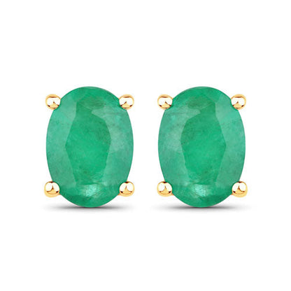 1.44 Carat Genuine Zambian Emerald 10K Yellow Gold Earrings by Bids.com