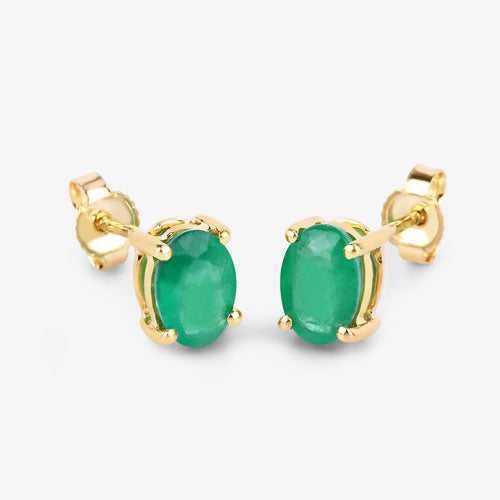 1.44 Carat Genuine Zambian Emerald 10K Yellow Gold Earrings by Bids.com