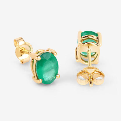 1.44 Carat Genuine Zambian Emerald 10K Yellow Gold Earrings by Bids.com
