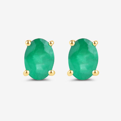 1.44 Carat Genuine Zambian Emerald 10K Yellow Gold Earrings by Bids.com